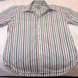 Robert Graham shirt, Men’s  XL, green purple, spot at top button